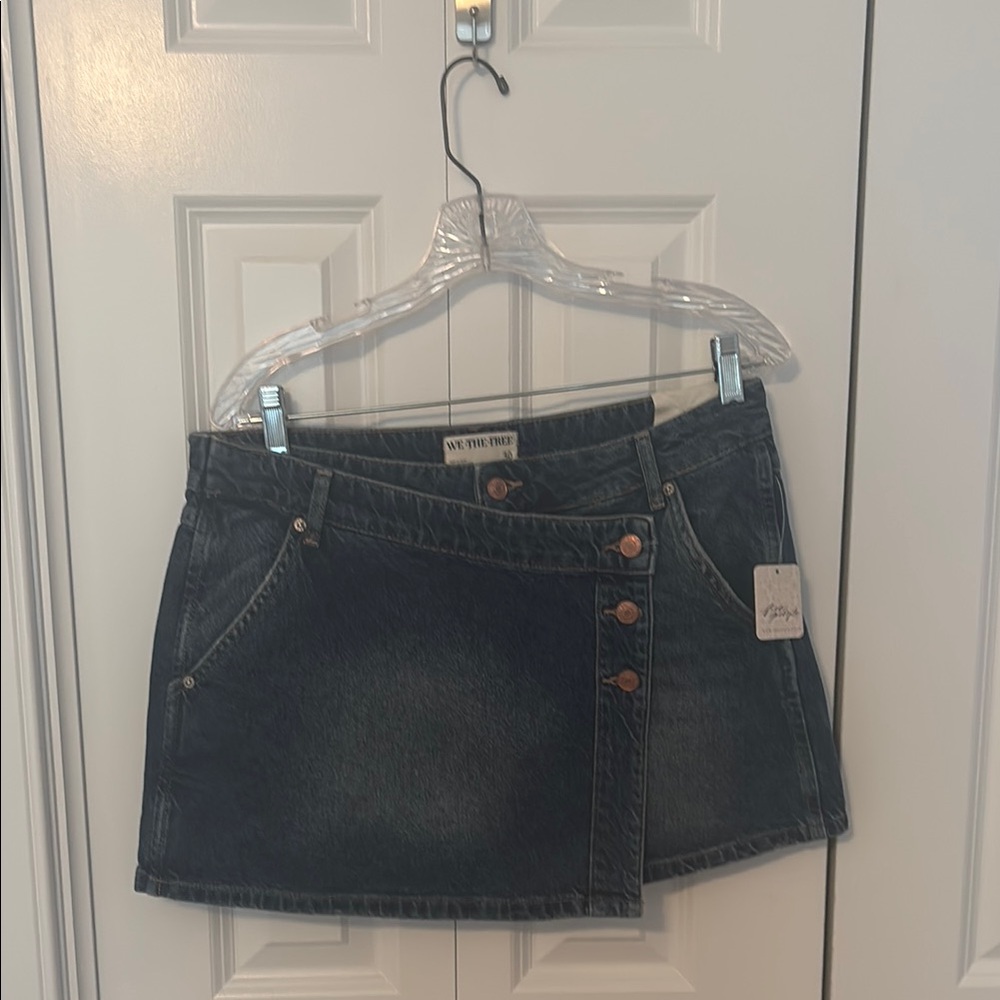 We The Free Blue Wrap Mini Skirt Casual